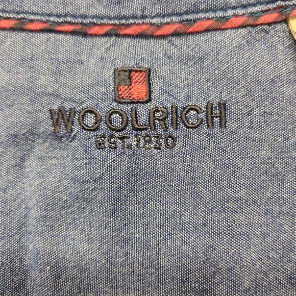 Woolrich Shirt Mens Large Blue Brown Plaid Flannel 100% Cotton Button Front - Picture 4 of 11